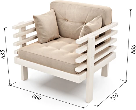 Кресло Arsko Стоун беленый дуб светло-бежевый велюр