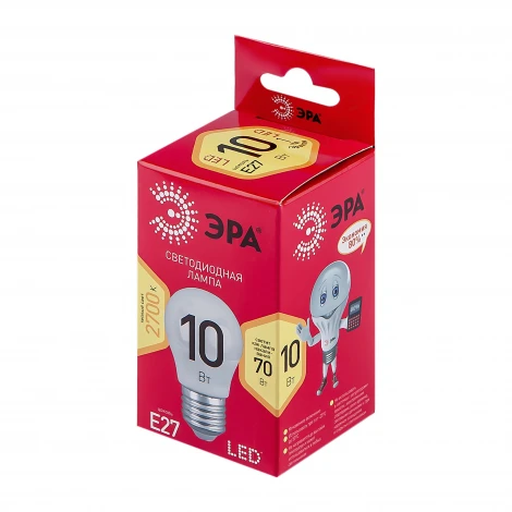 Лампочка светодиодная E27 10W ЭРА LED P45-10W-827-E27 R