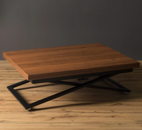 Стол трансформер Левмар Compact D44/S53 (миланский орех/черные опоры) от фабрики Levmar