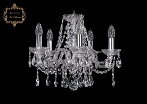 Подвесная люстра Art Classic 11.12 11.12.5.141.Cr.Sp (220V, хрусталь, на цепи, подсвечник, свеча)