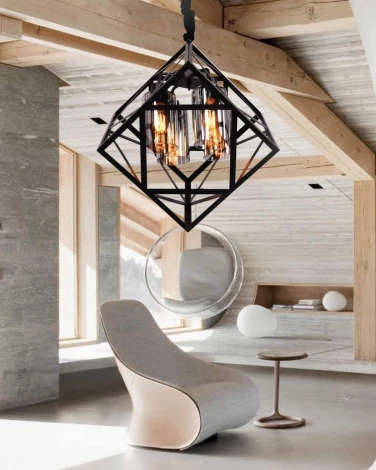 Подвесной светильник Lumina Deco Brutte LDP 11339-4 BK (220V, на цепи, куб)