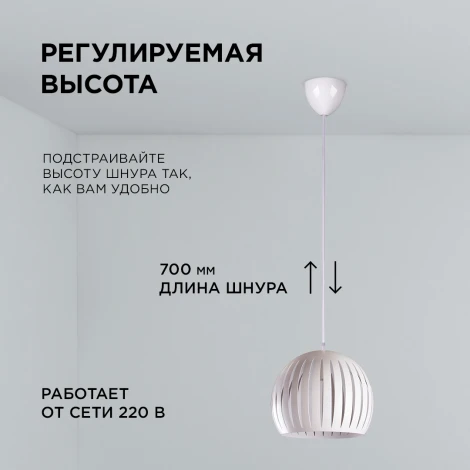 Подвесной светильник 1хЕ14 мах 40Вт металл белый (5002/1) Apeyron 16-70