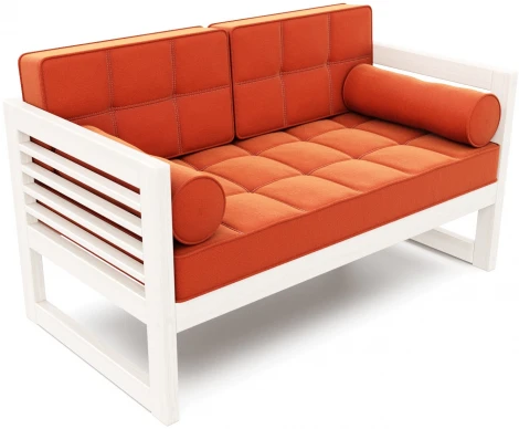 Диван Arsko прямой Сега М беленый дуб велюр оранжевый