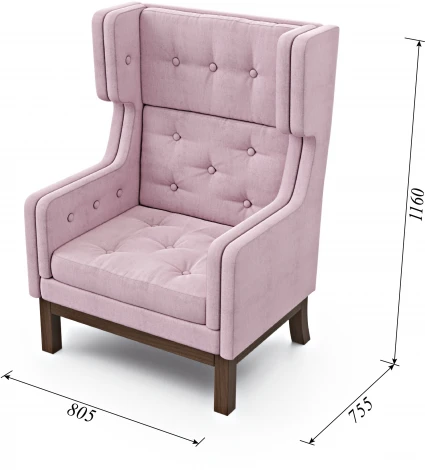 Кресло Arsko Айверс Хай Орех шенилл розовый