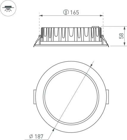 Точечный светильник встраиваемый MS-MIST-BUILT-R187-21W Warm3000 (WH, 110 deg, 230V) (Arlight, IP54 Металл) 041612