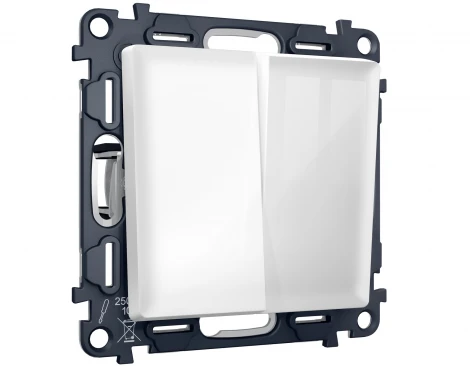 Комплект механизма двухклавишного перекрестного выключателя встраиваемый (белый глянец) Ambrella Volt QUANT MA103030