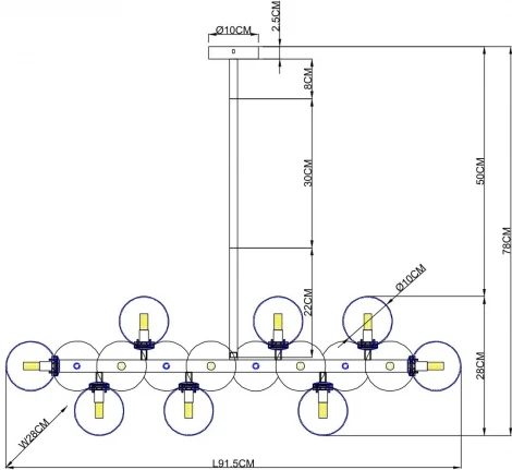 Потолочная люстра на штанге Arte Lamp Bolla-piccolo A3988SP-16AB (220V, шарики)