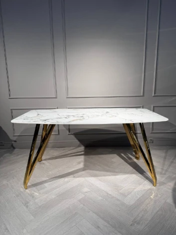 Стол обеденный IST-CASA Соар-2 F-1690,160х90х76 см, серо-золотая керамика/золото