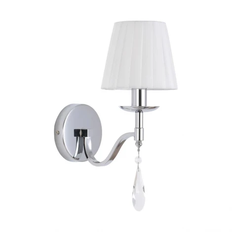 Бра с хрустальными подвесками Lumion Magda 8316/1W хром/белый, металл/хрусталь/текстиль E14 1*40W 220V