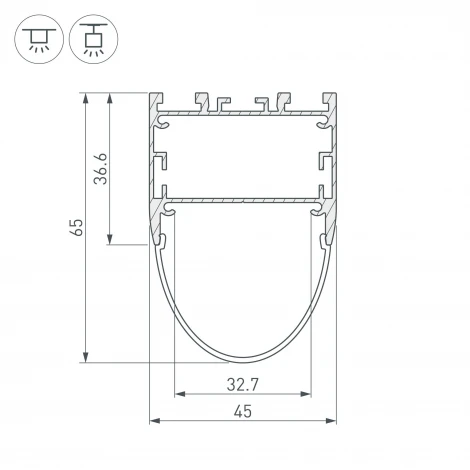 Профиль ARH-LINE-B-3652-2000 ANOD (Arlight, Алюминий) 036347