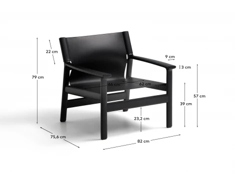 Кресло Jan из переработанной кожи черного цвета и ясеня в черном цвете La Forma (ex Julia Grup) 301336