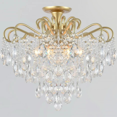 Потолочная люстра хрустальная на штанге Reluce 04066-0.3-06 MATT GOLD+CR (220V)