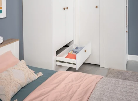 Шкаф Джастин 13.339 (Джастин 13.339 белый PE шагрень / дуб белый exclusive OW D4430) Mobi арт.564844