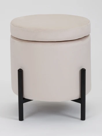 Пуф MyFar Фрэнк с ящиком светло-бежевый велюр MF1022-1