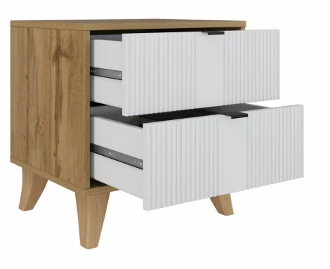Тумба прикроватная Woodville Лорена дуб вотан / белый арт.582150