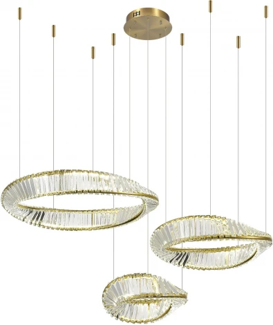 Подвесной светильник ярусный ST Luce Ritorto SL6204.311.03 Латунь/Прозрачный LED 1*97W 4000K (220V, на тросе, круглые)