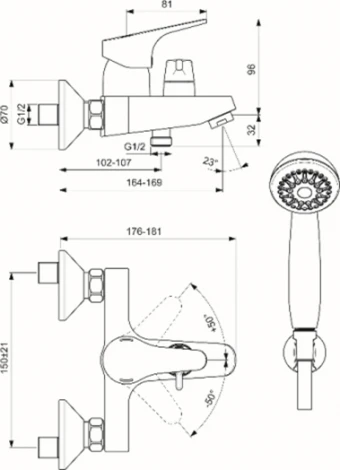 Смеситель Vidima Некст BA371AA для ванны с душем