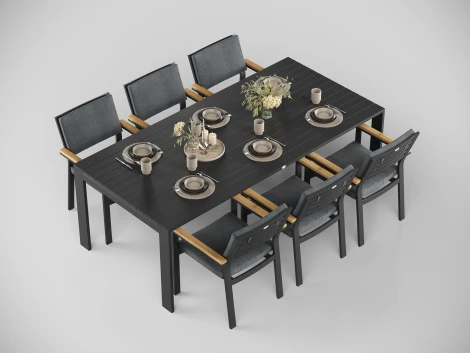 Обеденная группа Gardenini Malia (Алюминий,Ткань/Темно-серый) арт.DMLA.010822.C4