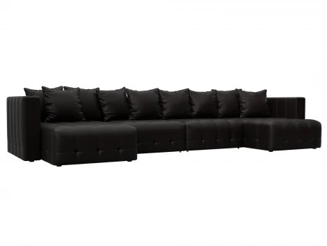 Диван П-образный Лига-052 НПБ Лонг (ЛДСП,Брус,Фанера/Пластик/Экокожа/Коричневый) Лига Диванов 129919