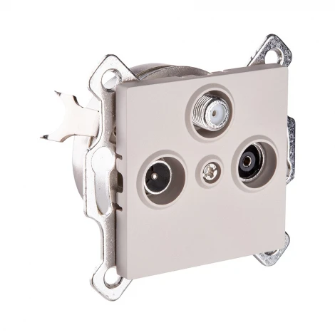 Розетка тройная TV (мама) + TV (папа) + спутниковая SAT кашемир матовый Kollinger REA-036CM для Aspekt, Eleganz, Reflex