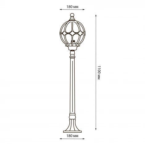 Наземный уличный светильник под 1 лампу Е27 золотистый Uniel UUL-T90B 60W/E27 IP54 GOLD
