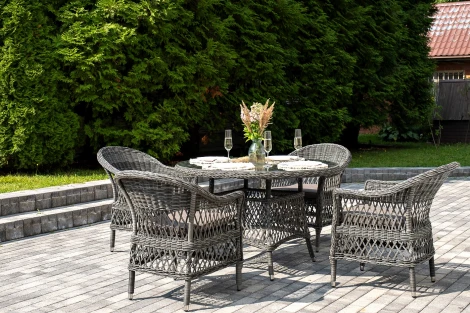 "Дольче" обеденная группа из искусственного ротанга, цвет графит 4SIS арт.УТ-00007673