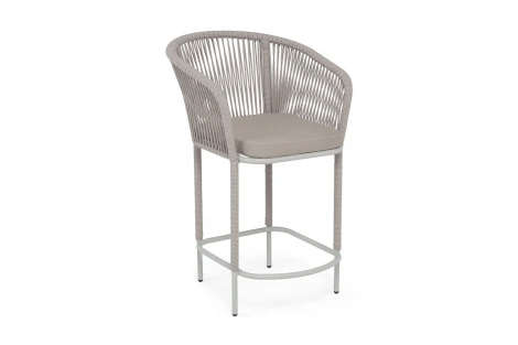 "Марсель" стул полубарный плетеный из роупа, каркас из стали светло-серый (RAL7035) муар, роуп бежевый круглый, ткань Mossle бежевая, пос.H65 4SIS MAR-BCH-st001/65 RAL7035 Mua beige(beige160)