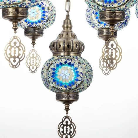 Подвесная люстра с подвесками Citilux Каир CL419186 Мозаика синяя