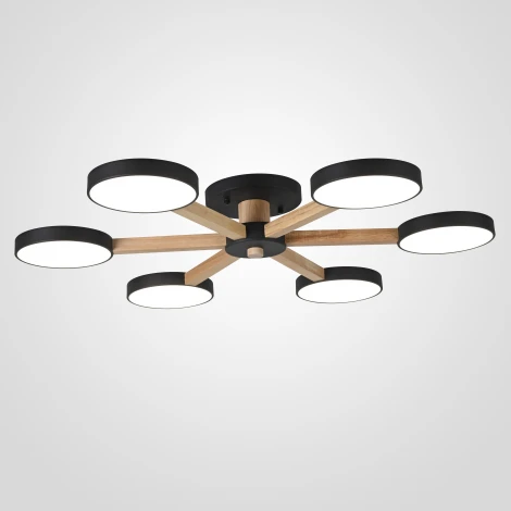 Потолочная люстра Wi-Fi на штанге Turna 6 Black By ImperiumLoft Turna01 (LED, 220V, голосовое управление, умный дом - Алиса)