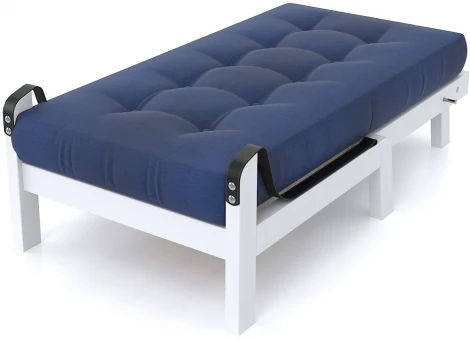 Кресло Arsko Локи белая эмаль синяя рогожка