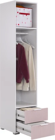 Зефир Шкаф однодверный 107.01 Mebelson (ЛДСП,ПВХ,МДФ,Металл/Светлое дерево,Розовый) арт.UL.107-M.103.01.3095