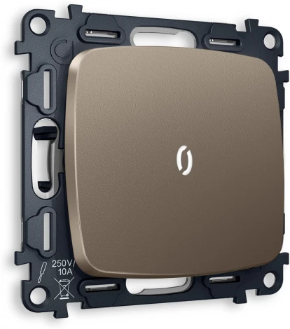 Комплект механизма Ambrella Volt 1-клавишного проходного выключателя с подсветкой 5600K OMEGA MO632035 Темная бронза матовый QUANT