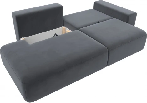 Диван прямой Лига-036 НПБ Модерн подлокотник справа (Серый/Велюр) Лига Диванов арт.121344