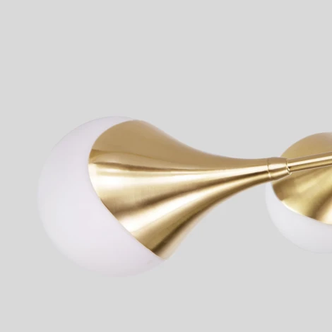 Потолочная люстра Wi-Fi на штанге Eurosvet Calyx 60168/6 латунь (220V, управление смартфоном, голосовое управление, умный дом - Minimir Home, Алиса, Маруся, Салют, шарики)