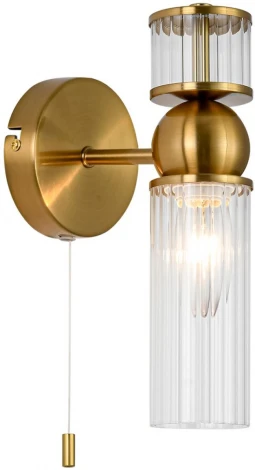 Бра с выключателем сонетка Lumion Denver 8276/1W латунь/прозрачный, металл/стекло Е14 1*40W 220V