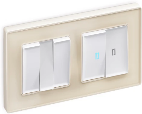 Комплект механизма Ambrella Volt 2-клавишного выключателя с подсветкой 10000K ALFA MA124020 Белый матовый QUANT