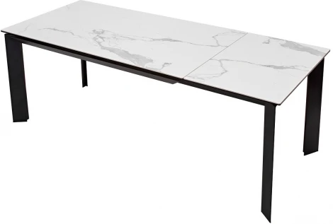 Стол CREMONA 140 MATTE STATUARIO Белый мрамор матовый, керамика/ черный каркас М-City