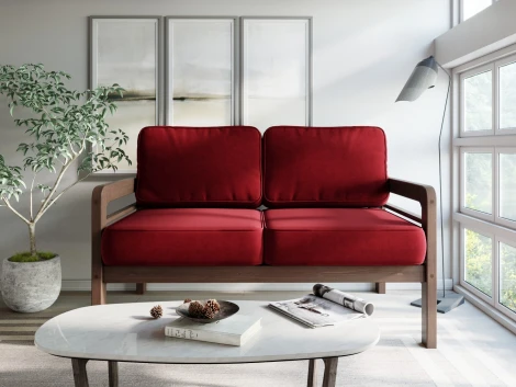 Диван Arsko прямой Бергер М орех велюр красный