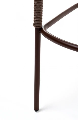 "Марсель" стул барный плетеный из роупа, каркас из стали коричневый (RAL8016) муар, роуп коричневый круглый, ткань темно-серая 027 4SIS арт.УТ-00007111