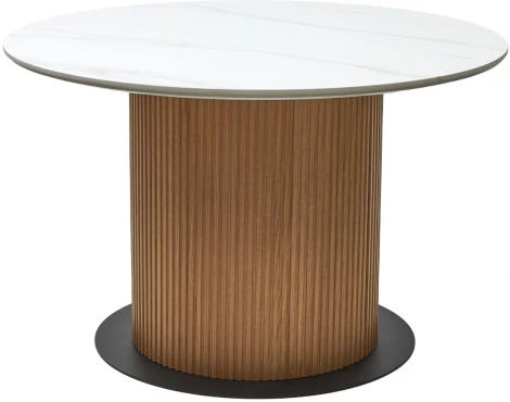 Стол M-City MESA D120 цвет БЕЛЫЙ МРАМОР M326 / Каркас OAK