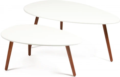 Стол журнальный HAMPTON Белый (ножки орех) (МДФ/дерево)