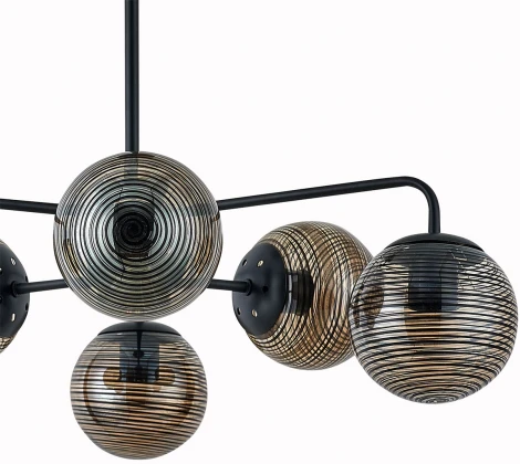 Потолочная люстра на штанге Escada Twilight 646/6P 6х60Вт Е27, металл/стекло, черный (220V, шарики)