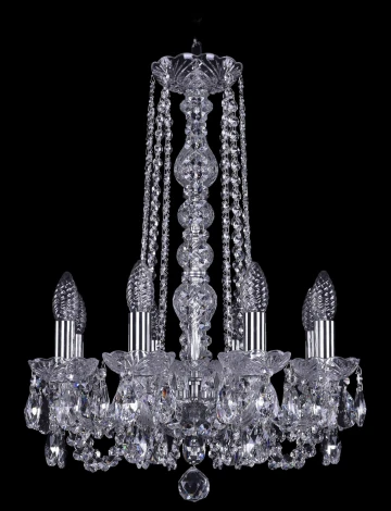 Подвесная люстра Bohemia 1402 1402/8/141/h-57/Ni (220V, хрусталь, на цепи, подсвечник, свеча)