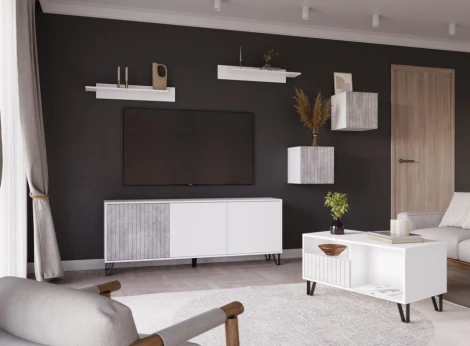 Журнальный стол Эннис (Эннис белый / бетон светлый) Woodville арт.563552