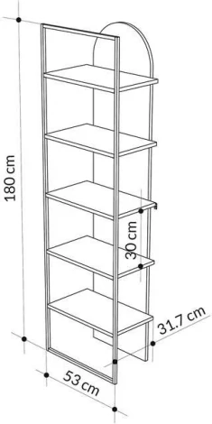 Стеллаж прямой ARCHY BOOKCASE LEVE (ЛДСП/Серый) арт.LEV01140