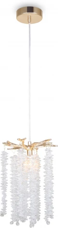 Подвесной светильник Freya Mineral FR1010PL-01G (220V, хрусталь, на проводе, листья, ветки)