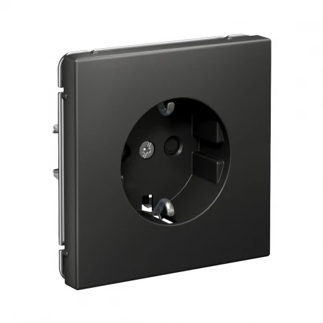 Розетка с заземлением и шторками (базальт) Systeme Electric GAL001445S