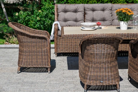 Плетеное кресло из искусственного ротанга, цвет коричневый с серой подушкой 4SIS Равенна YH-C1103W brown1