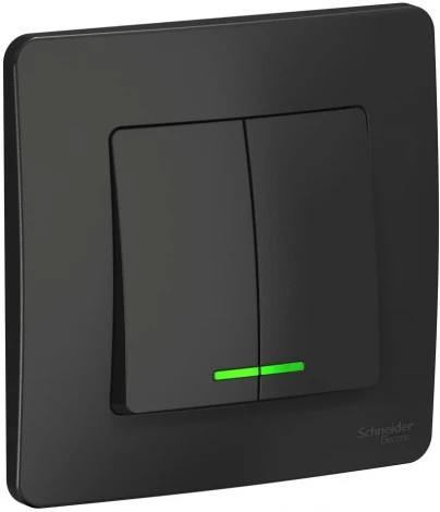 Выключатель встраиваемый двухклавишный с подсветкой (антрацит) Systeme Electric Blanca BLNVS010516
