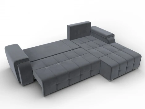 Диван угловой Лига-121 правый угол (ДСП,Брус,Велюр/Серый) Лига Диванов 137348